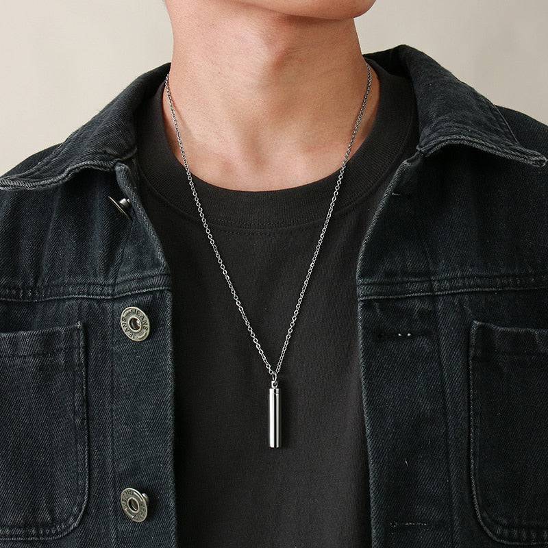 Pill Necklace for Men Women,Cross Engraved,Cremation Urn Pendant,Perfume Holder,Ashes Vial Keepsake Memorial Jewelry - TheWellBeing4All