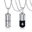 Pill Necklace for Men Women,Cross Engraved,Cremation Urn Pendant,Perfume Holder,Ashes Vial Keepsake Memorial Jewelry - TheWellBeing4All