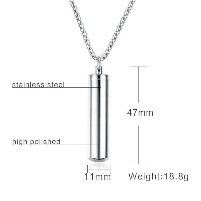 Pill Necklace for Men Women,Cross Engraved,Cremation Urn Pendant,Perfume Holder,Ashes Vial Keepsake Memorial Jewelry - TheWellBeing4All