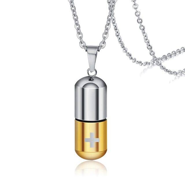 Pill Necklace for Men Women,Cross Engraved,Cremation Urn Pendant,Perfume Holder,Ashes Vial Keepsake Memorial Jewelry - TheWellBeing4All