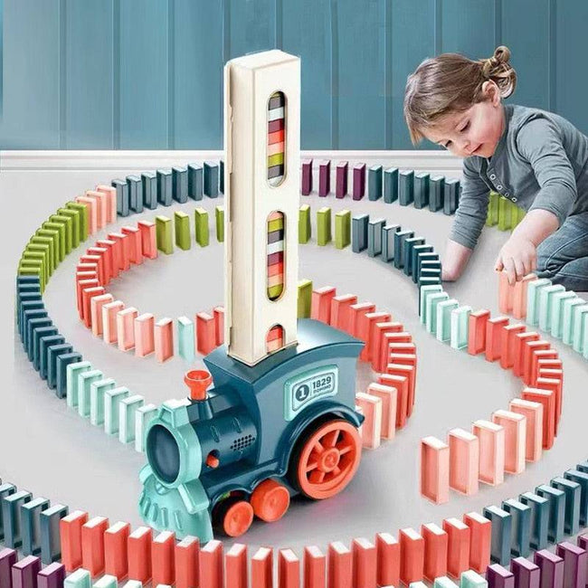 Kids Automatic Laying Domino Train Electric Car Dominoes Set Brick Blocks Kits Games Educational Toys Children DIY Toy Boys Gift - TheWellBeing4All