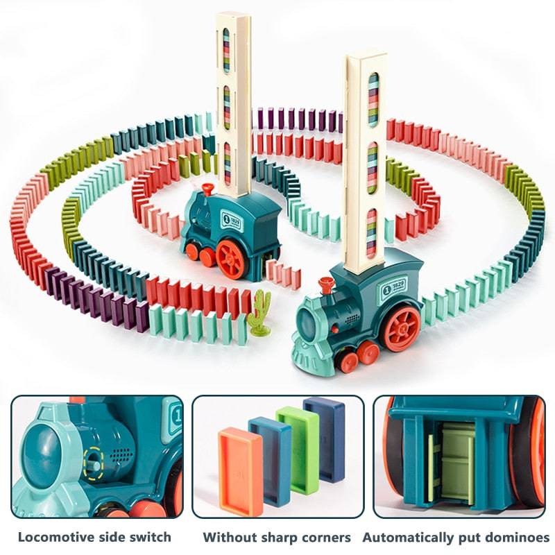 Kids Automatic Laying Domino Train Electric Car Dominoes Set Brick Blocks Kits Games Educational Toys Children DIY Toy Boys Gift - TheWellBeing4All