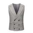 Men Plaid Single Breasted Business 3 Piece Light Grey Formal Wedding Suits - TheWellBeing4All