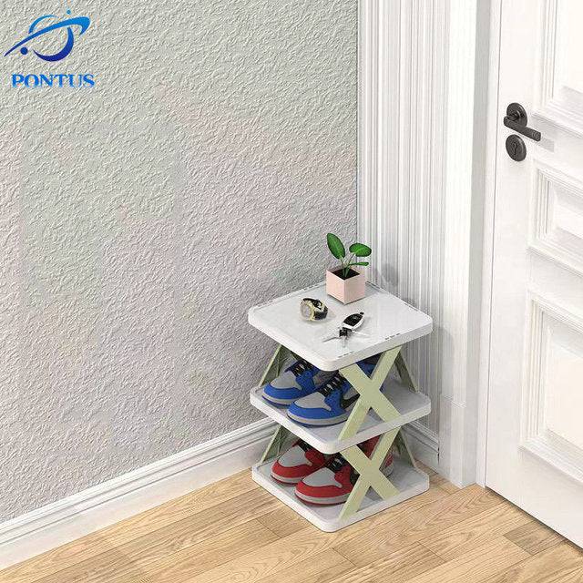 Organizador de almacenamiento de zapatos multicapa, estante para zapatos que ahorra espacio, puerta, gabinetes a juego de colores