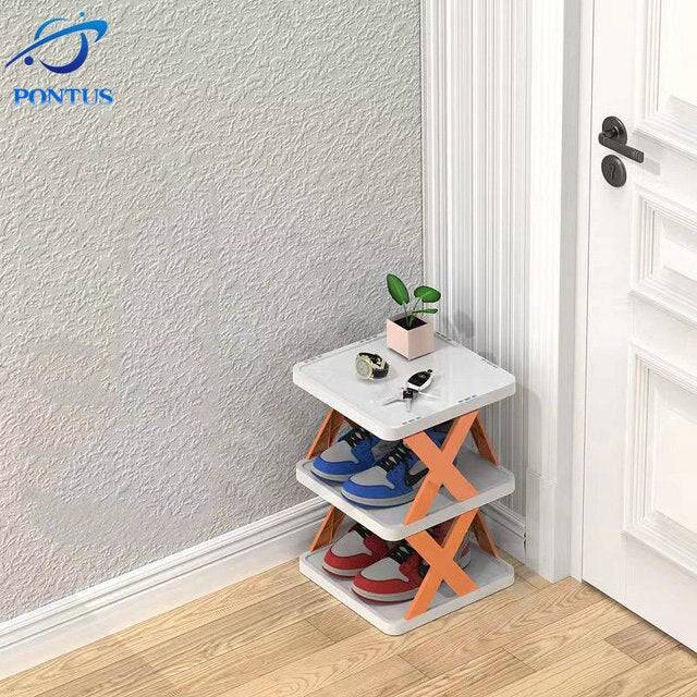 Organizador de almacenamiento de zapatos multicapa, estante para zapatos que ahorra espacio, puerta, gabinetes a juego de colores