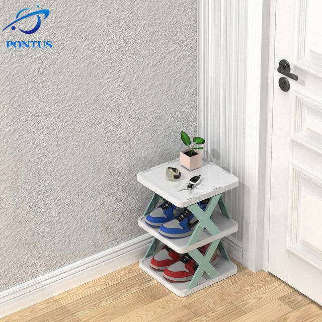 Organizador de almacenamiento de zapatos multicapa, estante para zapatos que ahorra espacio, puerta, gabinetes a juego de colores