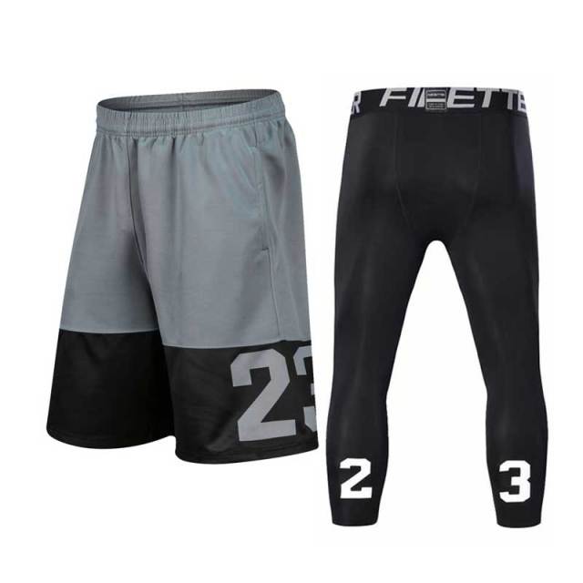 Men's Basketball Shorts and Tights Set - Quick-Dry Sports Gym Workout Shorts - TheWellBeing4All