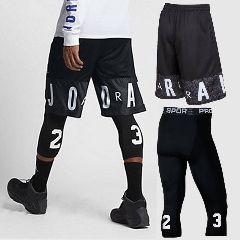 Men's Basketball Shorts and Tights Set - Quick-Dry Sports Gym Workout Shorts - TheWellBeing4All