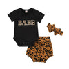 Toddler Infant Baby Girl Cotton Casual Outfits Set. Leopard Shorts plus Headband - TheWellBeing4All