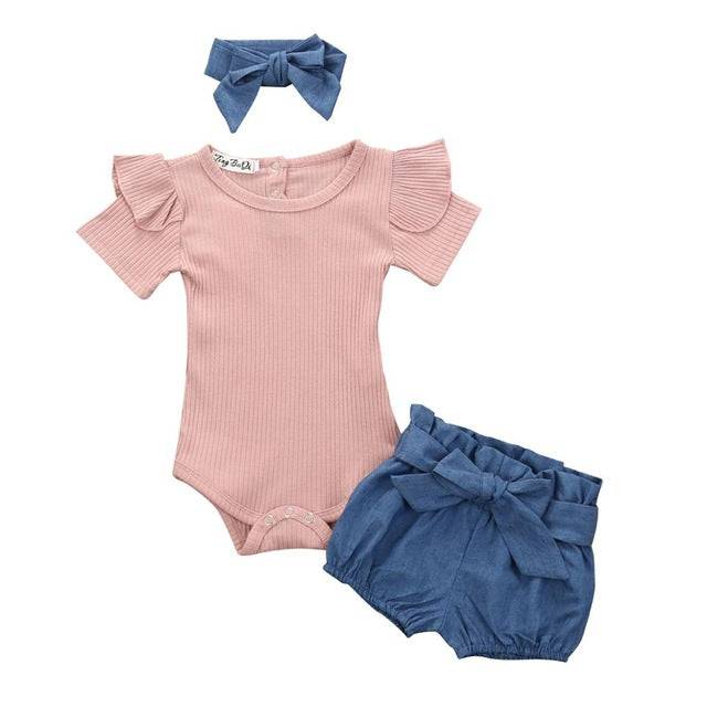 Toddler Infant Baby Girl Cotton Casual Outfits Set. Leopard Shorts plus Headband - TheWellBeing4All