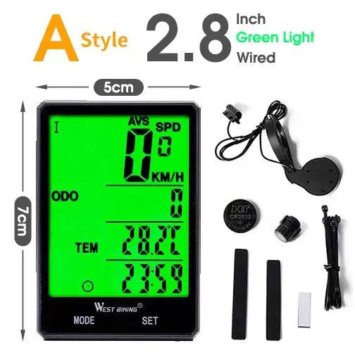 Bicycle Computer digital Speedometer Odometer Backlight Wireless Wired Bike Stopwatch - TheWellBeing4All