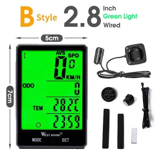 Bicycle Computer digital Speedometer Odometer Backlight Wireless Wired Bike Stopwatch - TheWellBeing4All