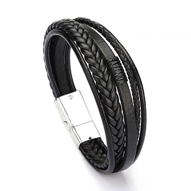 Trendy Genuine Leather Bracelets Men Stainless Steel Multilayer Braided Rope Bracelets - TheWellBeing4All