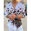 Men's Shirts Spring Summer Vintage Printed Long-sleeved Thin Button Imitation Linen Loose Shirt For Men Large Size Casual Clothes - TheWellBeing4All