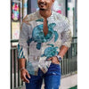 Men's Shirts Spring Summer Vintage Printed Long-sleeved Thin Button Imitation Linen Loose Shirt For Men Large Size Casual Clothes - TheWellBeing4All