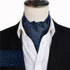 Wine Blue Floral Cravat Silk Ascot Scarf Tie Pocket Square Set - TheWellBeing4All