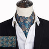 Wine Blue Floral Cravat Silk Ascot Scarf Tie Pocket Square Set - TheWellBeing4All