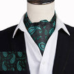 Wine Blue Floral Cravat Silk Ascot Scarf Tie Pocket Square Set - TheWellBeing4All