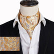 Wine Blue Floral Cravat Silk Ascot Scarf Tie Pocket Square Set - TheWellBeing4All