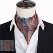 Wine Blue Floral Cravat Silk Ascot Scarf Tie Pocket Square Set - TheWellBeing4All