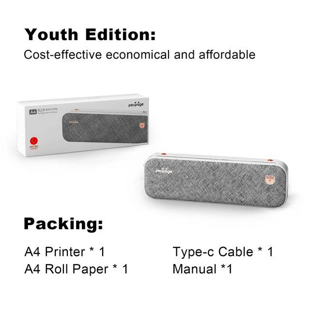 A4 Paper Printer Direct Thermal Transfer Wireless Mobile Photo Printer USB BT Connection - TheWellBeing4All