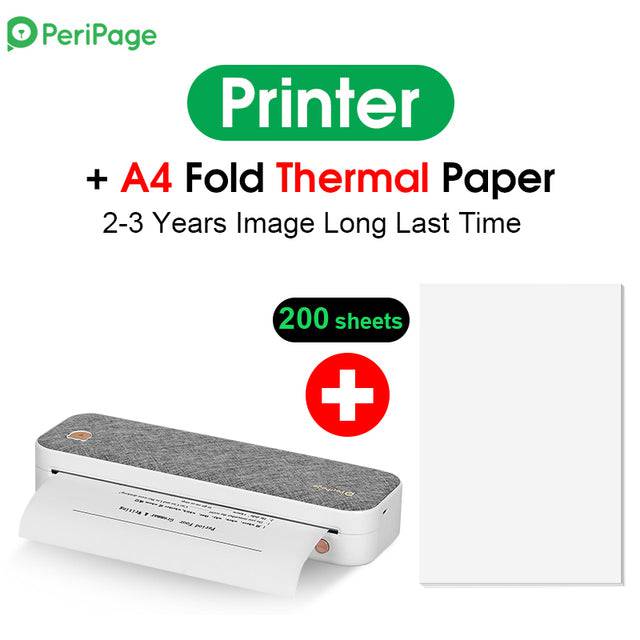 A4 Paper Printer Direct Thermal Transfer Wireless Mobile Photo Printer USB BT Connection - TheWellBeing4All