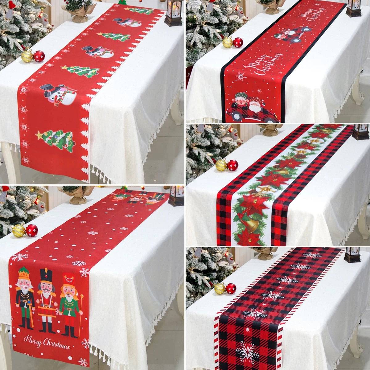 Christmas Table Runner Cloth - Festive Merry Christmas Home Decoration for Xmas Ornament - TheWellBeing4All