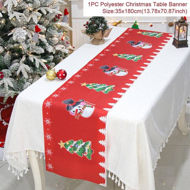 Christmas Table Runner Cloth - Festive Merry Christmas Home Decoration for Xmas Ornament - TheWellBeing4All