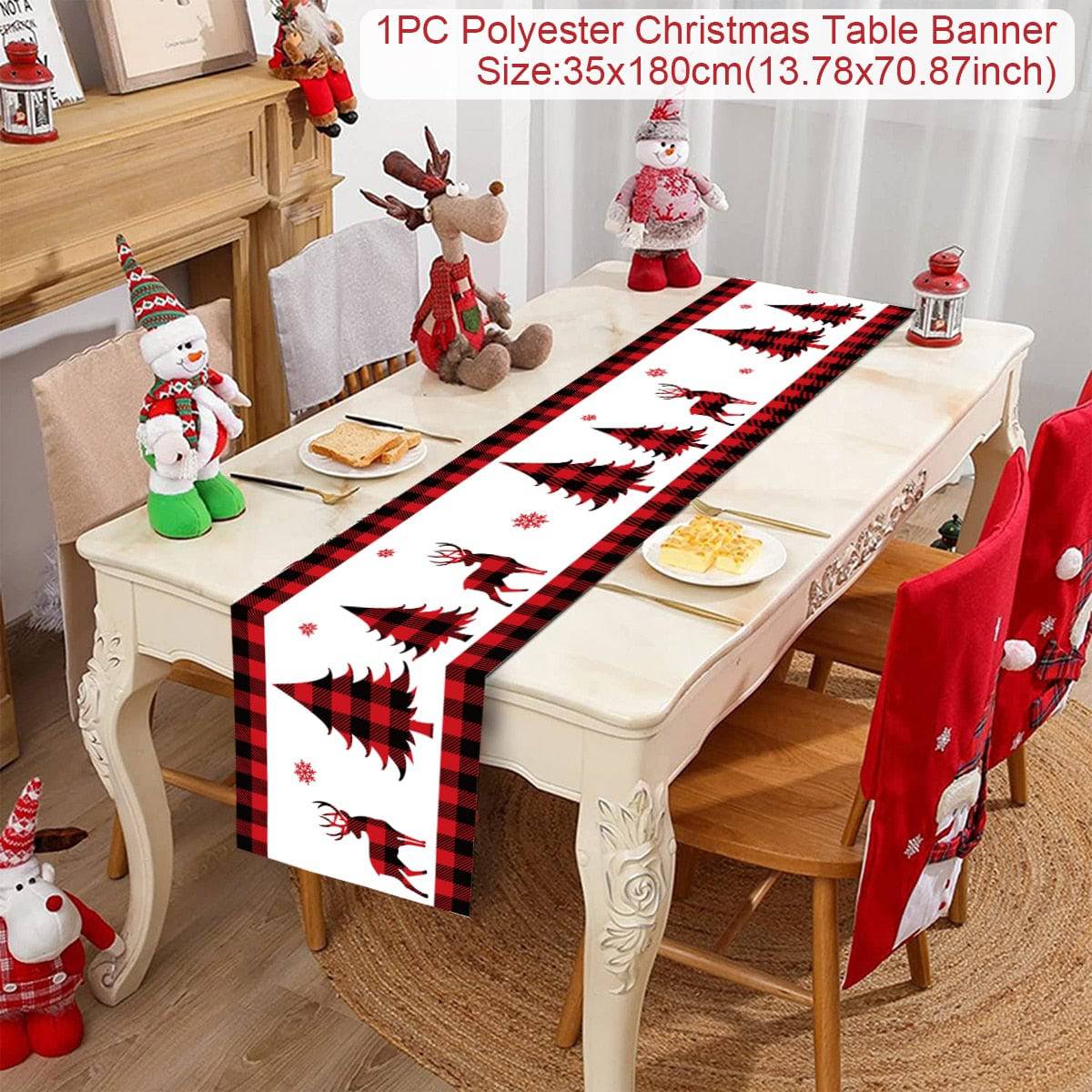 Christmas Table Runner Cloth - Festive Merry Christmas Home Decoration for Xmas Ornament - TheWellBeing4All