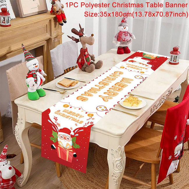 Christmas Table Runner Cloth - Festive Merry Christmas Home Decoration for Xmas Ornament - TheWellBeing4All