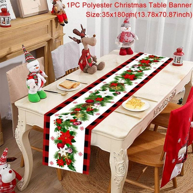 Christmas Table Runner Cloth - Festive Merry Christmas Home Decoration for Xmas Ornament - TheWellBeing4All