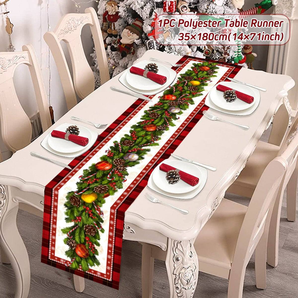 Christmas Table Runner Cloth - Festive Merry Christmas Home Decoration for Xmas Ornament - TheWellBeing4All