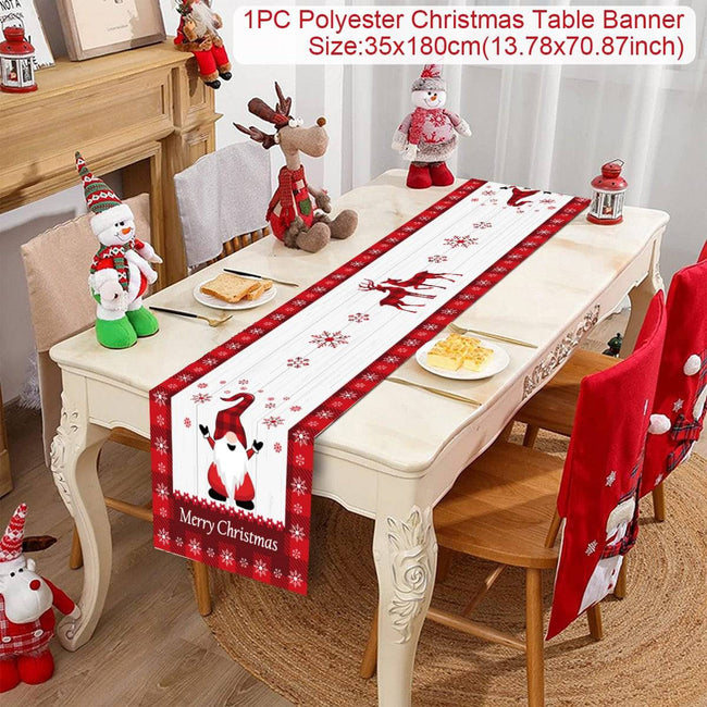 Christmas Table Runner Cloth - Festive Merry Christmas Home Decoration for Xmas Ornament - TheWellBeing4All