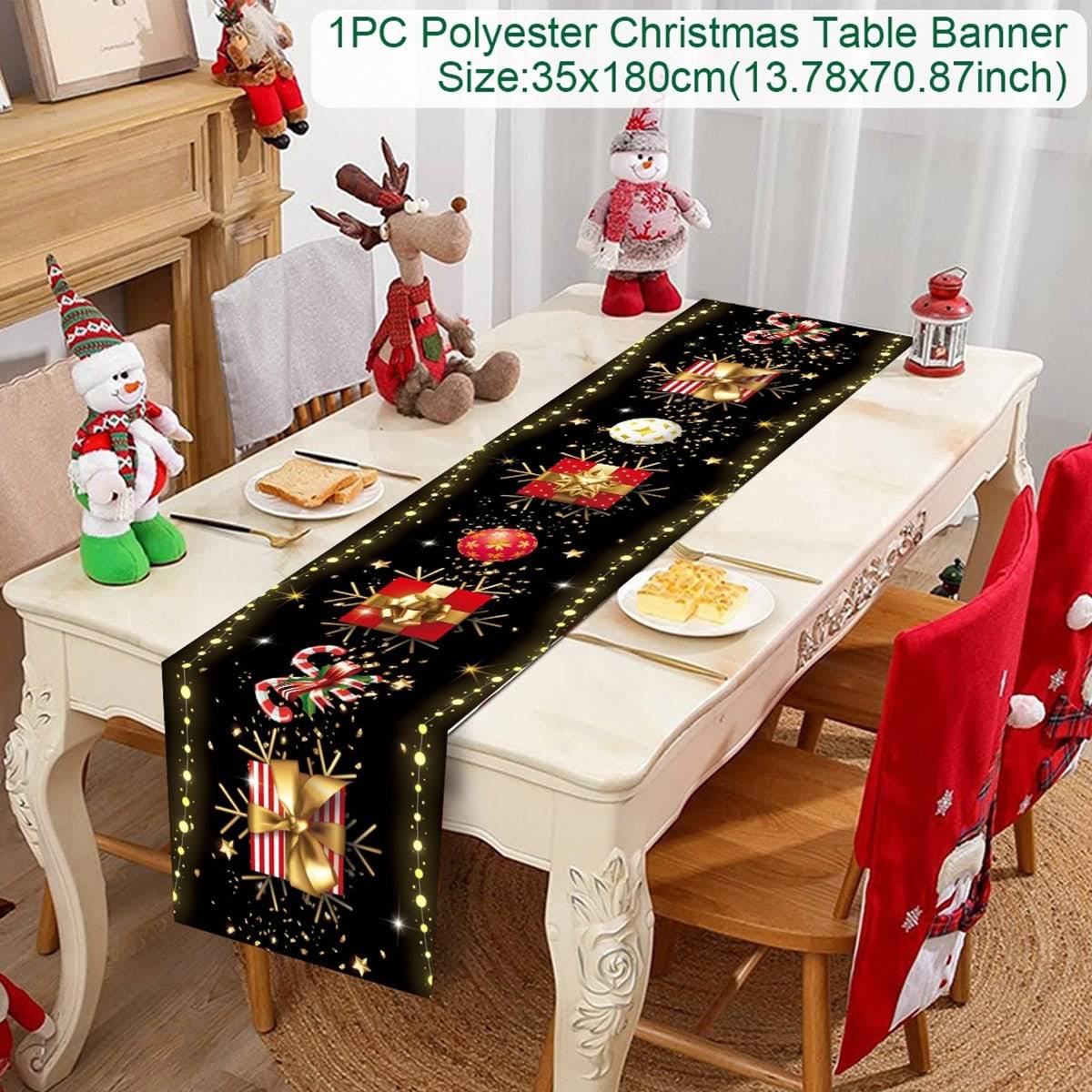 Christmas Table Runner Cloth - Festive Merry Christmas Home Decoration for Xmas Ornament - TheWellBeing4All