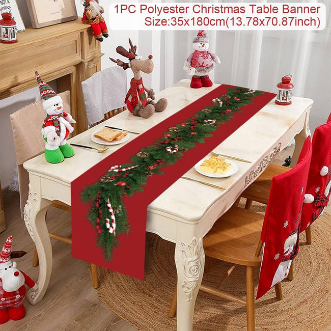 Christmas Table Runner Cloth - Festive Merry Christmas Home Decoration for Xmas Ornament - TheWellBeing4All