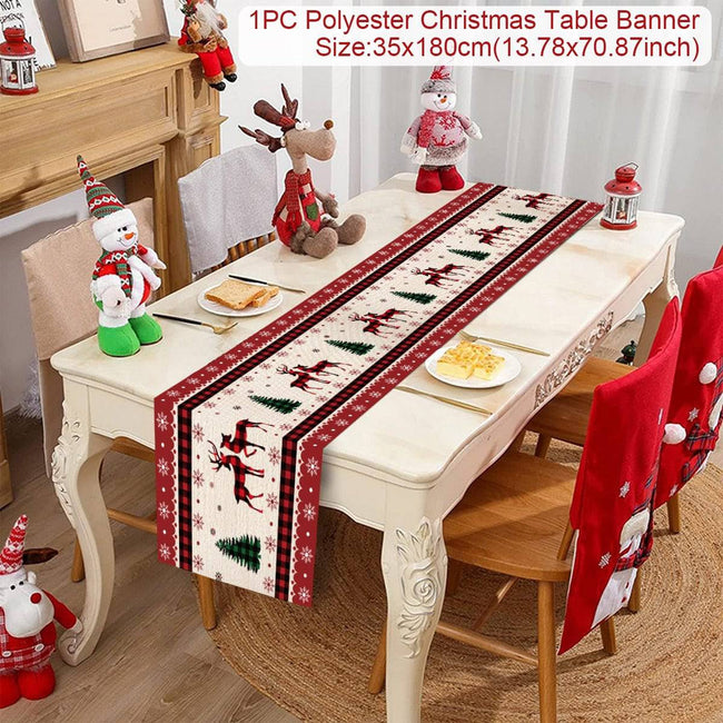 Christmas Table Runner Cloth - Festive Merry Christmas Home Decoration for Xmas Ornament - TheWellBeing4All