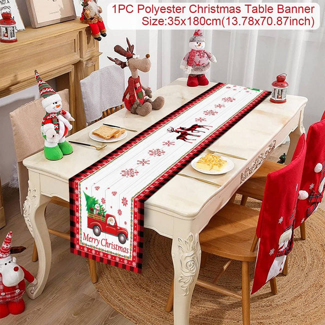 Christmas Table Runner Cloth - Festive Merry Christmas Home Decoration for Xmas Ornament - TheWellBeing4All