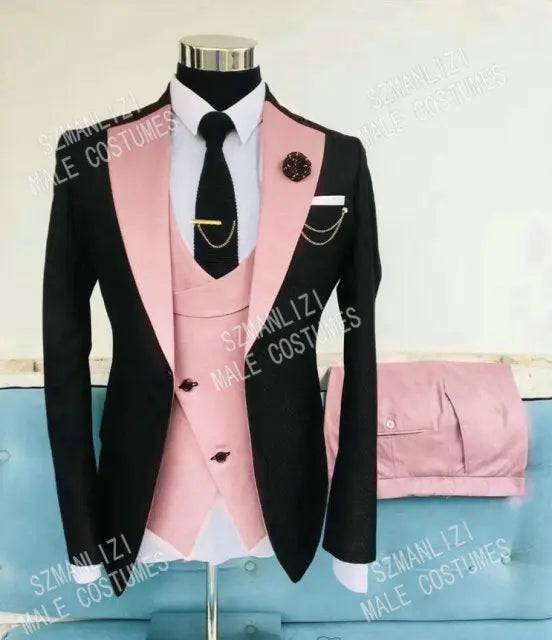 High-Quality Black Brown Wedding Costume Homme Groom Bridegroom Wear Men Suits Tuxedos Blazer Slim Fit Terno Masculino 3 Pieces - TheWellBeing4All