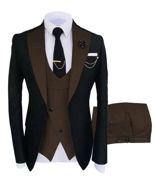 High-Quality Black Brown Wedding Costume Homme Groom Bridegroom Wear Men Suits Tuxedos Blazer Slim Fit Terno Masculino 3 Pieces - TheWellBeing4All