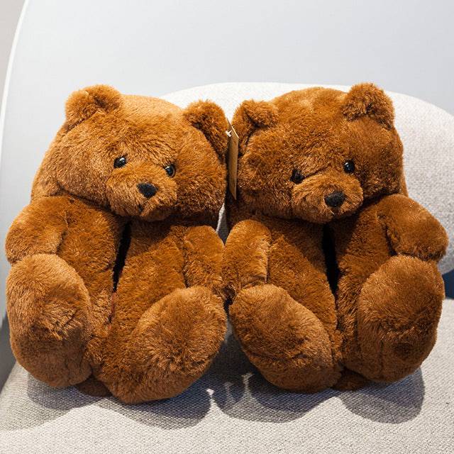 Teddy Bear Plush Slippers Cartoon Cute Bear House Slipper - TheWellBeing4All