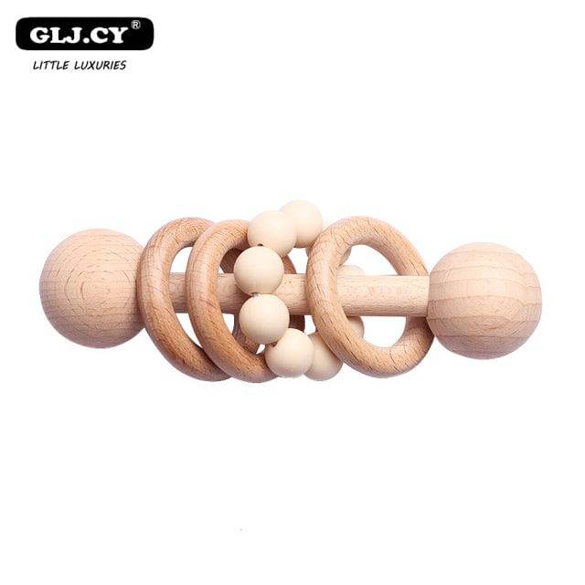 ORIGINAL DESIGN PERSONALISED Wooden Rattle Baby Toy Grasping toy Wooden Silicone Rattle Educational toy Sensory play - TheWellBeing4All