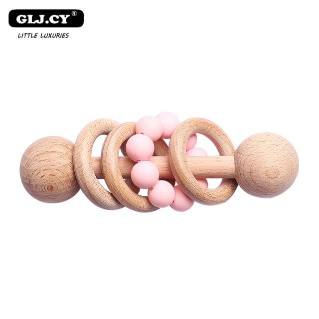 ORIGINAL DESIGN PERSONALISED Wooden Rattle Baby Toy Grasping toy Wooden Silicone Rattle Educational toy Sensory play - TheWellBeing4All