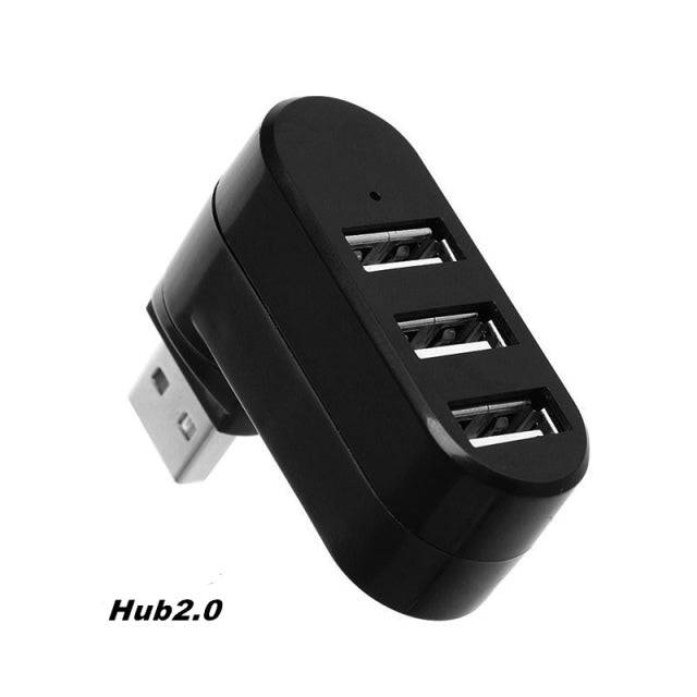 USB Hub 3.0 Adapter Rotate High Speed U Disk Reader Splitter 3 Ports USB 2.0 for Computer PC Laptop Mac Mini - TheWellBeing4All