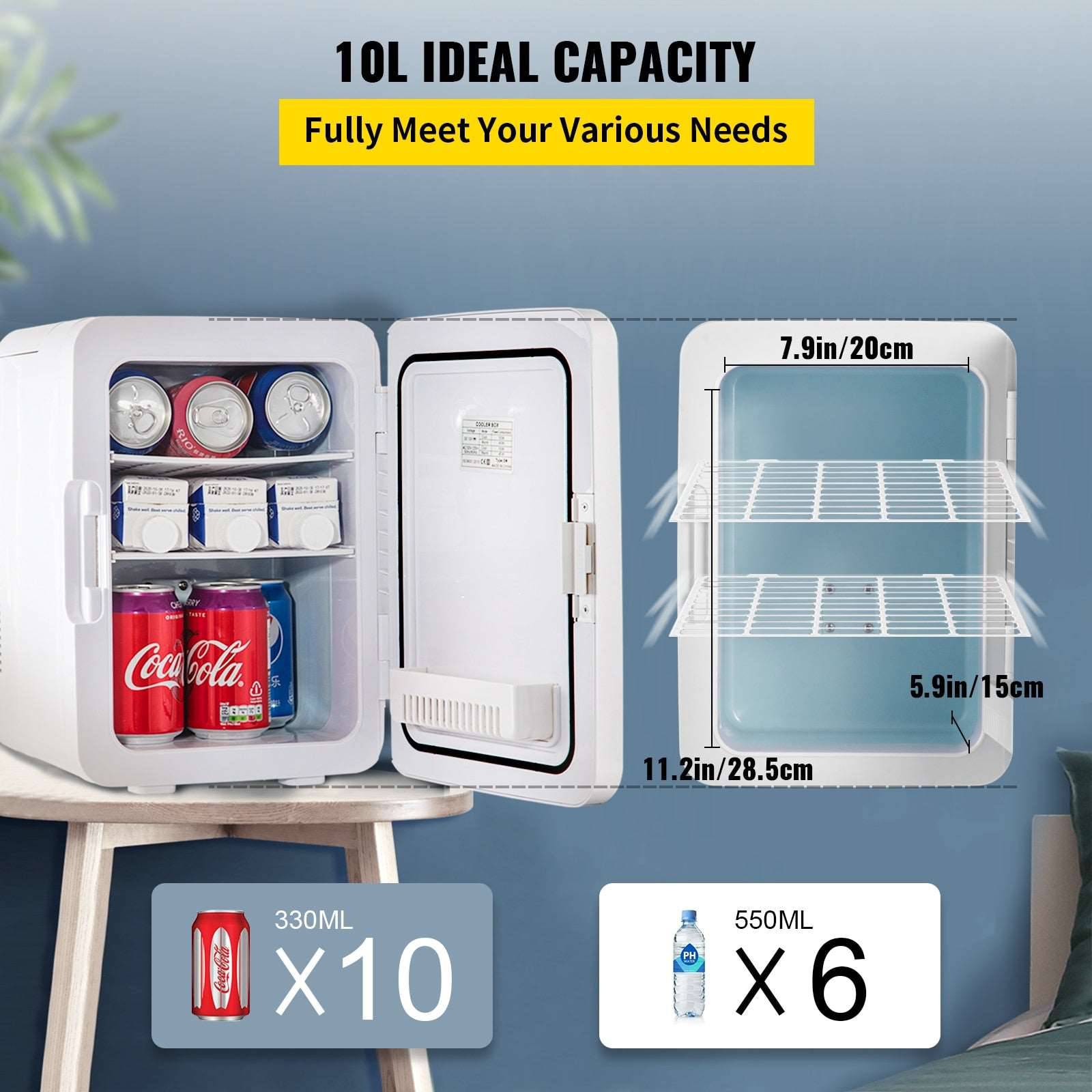 10L Mini Car Refrigerator Portable Freezer Cooler and Warmer Storing Skincare Cosmetic Food Drink