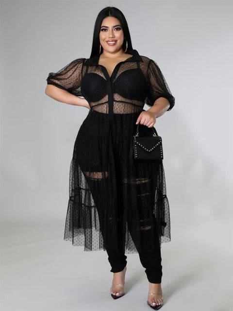 Short Sleeve Summer Mesh Transparent Sexy Black Dress - TheWellBeing4All