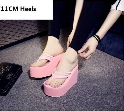 Summer Chunky Sole Wedges Heels Flip Flops Casual Shoes New Arrival Waterproof Taiwan Slippers Sexy Lady Sandals - TheWellBeing4All