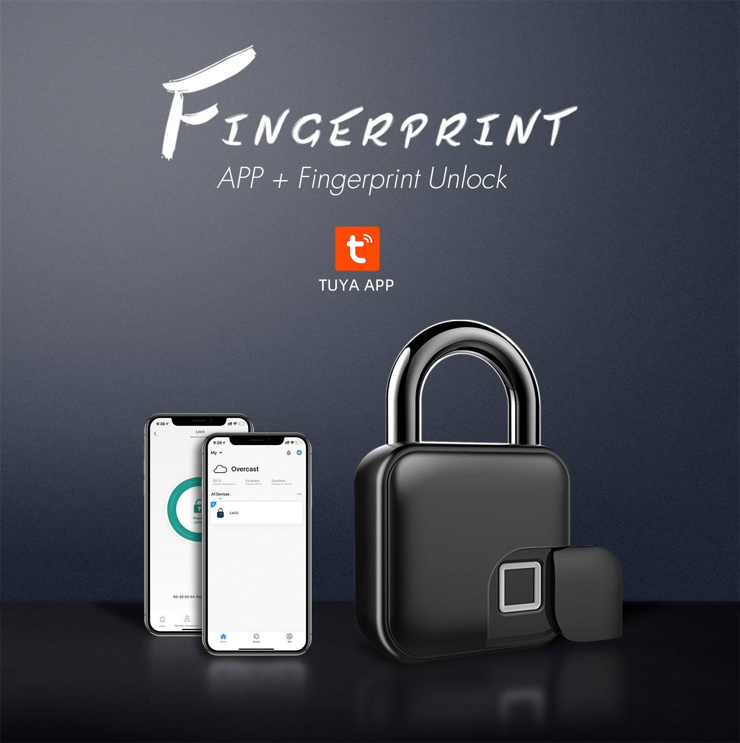 Fingerprint Padlock Bluetooth Waterproof Smart Padlock - TheWellBeing4All