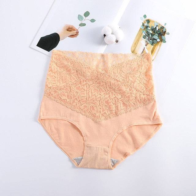 High Waist Underwear Cotton Lace  Girls Belly Briefs - TheWellBeing4All