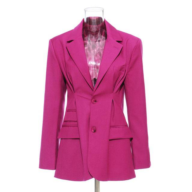 Elegant OL Style Blazer For Women Lapel Collar Long Sleeve - TheWellBeing4All