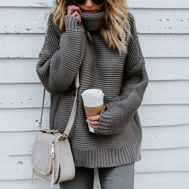 Pullover Turtle Neck Knitted Oversized - TheWellBeing4All